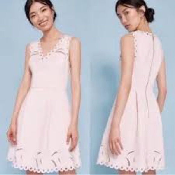 Ted Baker Emalise Embroidered Skater Dress Size 4 (Us Size 10-12) Light Pink